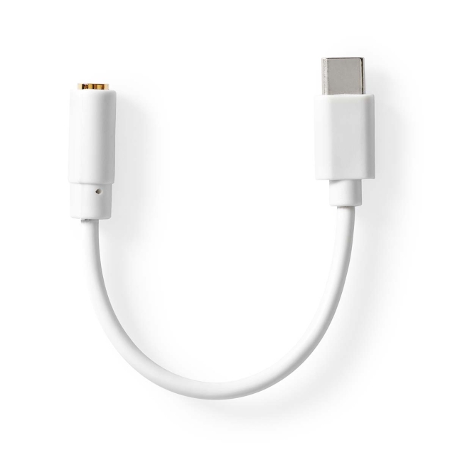 Nedis USB-C™ Adapter | USB 2.0 | USB-C™ Hane | 3.5 mm Hona | 0.10 m | Rund | Nickelplaterad | PVC | Vit | Låda