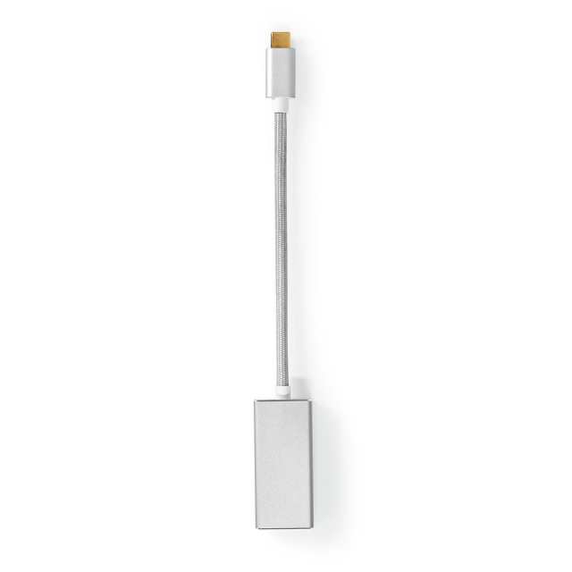 Nedis USB-C™ Adapter | USB 3.2 Gen 1 | USB-C™ Hane | DisplayPort Hona | 0.20 m | Rund | Guldplaterad | Flätad / Nylon | Silver | Kartong med täckt fönster