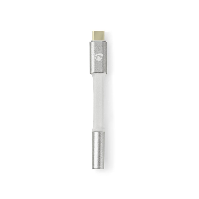 Nedis USB-C™ Adapter | USB 2.0 | USB-C™ Hane | 3.5 mm Hona | 0.08 m | Rund | Guldplaterad | Flätad / Nylon | Silver / Vit | Kartong med täckt fönster