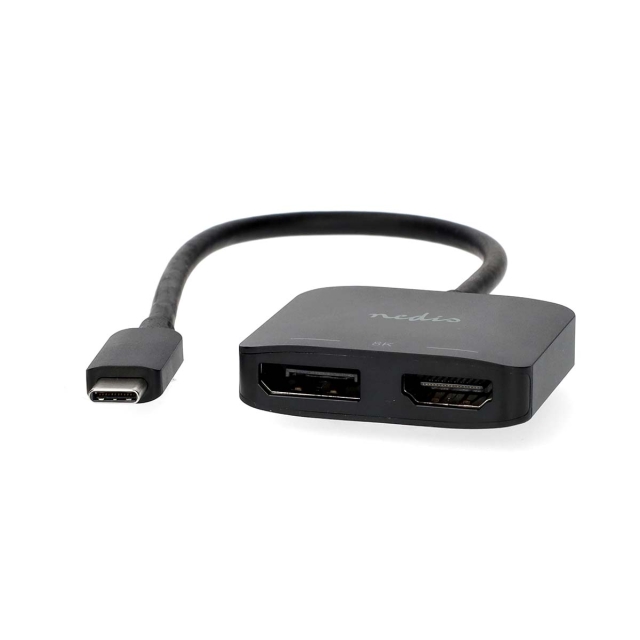 Nedis USB-C™ Adapter | USB 3.2 Gen 1 | USB-C™ Hane | DisplayPort Hona / HDMI™ Utgång | 8K@30Hz | 0.20 m | Rund | Nickelplaterad | Svart | Låda