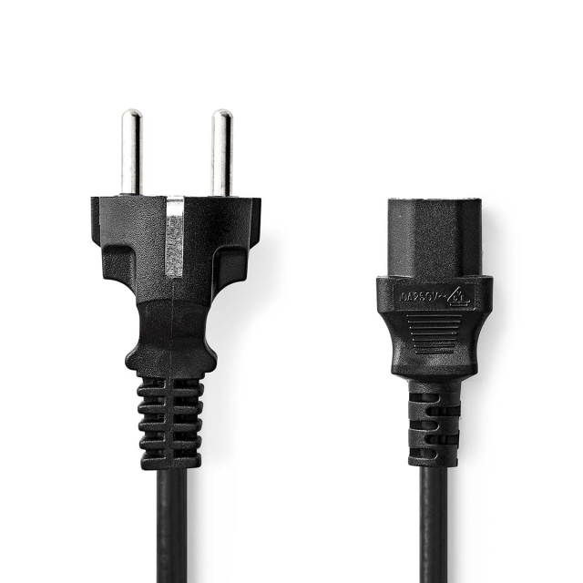 Nedis Strömkabel | Strömkontakt Hane | IEC-320-C13 | Rak | Rak | Nickelplaterad | 10.0 m | Rund | PVC | Svart | Label