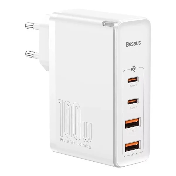 Baseus GaN2 Pro- Snabbladdare 2xUSB + 2xUSB-C 100W (Vit)
