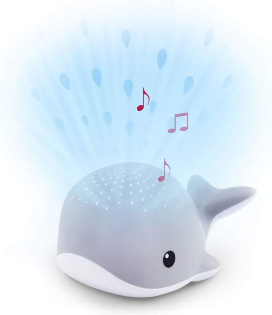 Zazu Wally the Whale nattlampa med projektor, grå