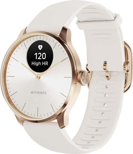 Withings Scanwatch Light smartklocka, 37 mm, vit/roséguld