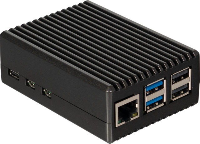 Raspberry Pi aluminiumfodral med kylfläns, Raspberry Pi 5 B, svart