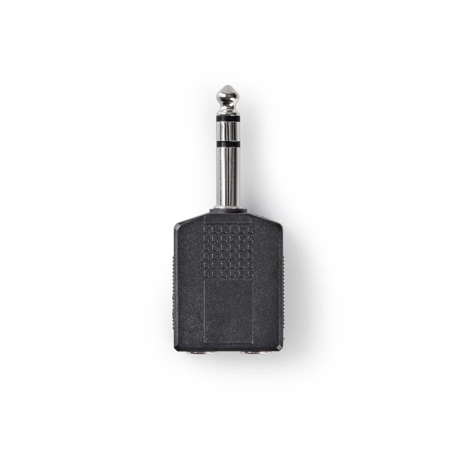Nedis Stereo Audio Adapter | 6.35 mm Hane | 2x 6.35 mm Hona | Nickelplaterad | Rak | ABS | Svart | 10 st. | Kuvert