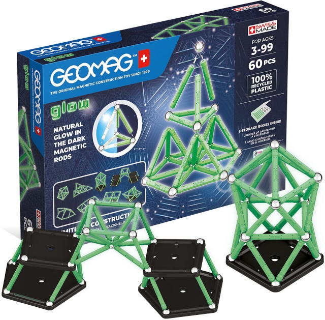 Geomag Glow Recycled magnetisk byggsats, 60 delar
