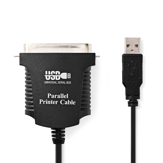Nedis parallellkabel | USB-A Hane | Centronics 36-stifts hane | Nickelplaterad | 2.00 m | Rund | PVC | Kuvert