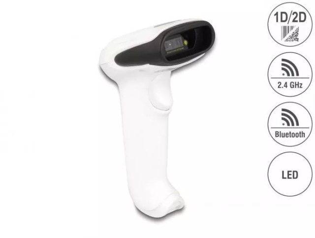 DeLOCK Barcode Scanner 1D and 2D for 2.4 GHz, Bluetooth or USB