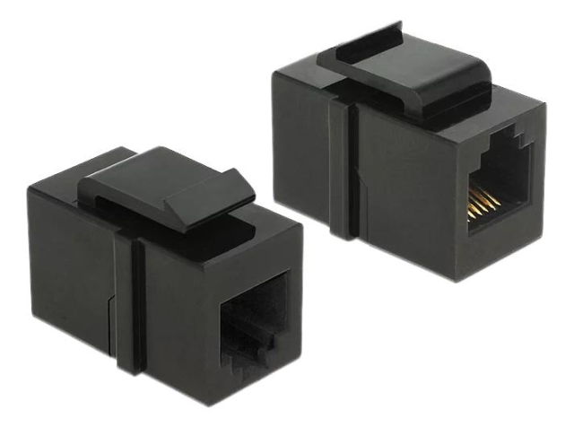 DeLOCK Keystone Module RJ12 female > RJ12 female Cat.3 black