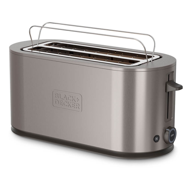 BLACK+DECKER Brödrost 2 Långa Slitsar Rostfritt Stål