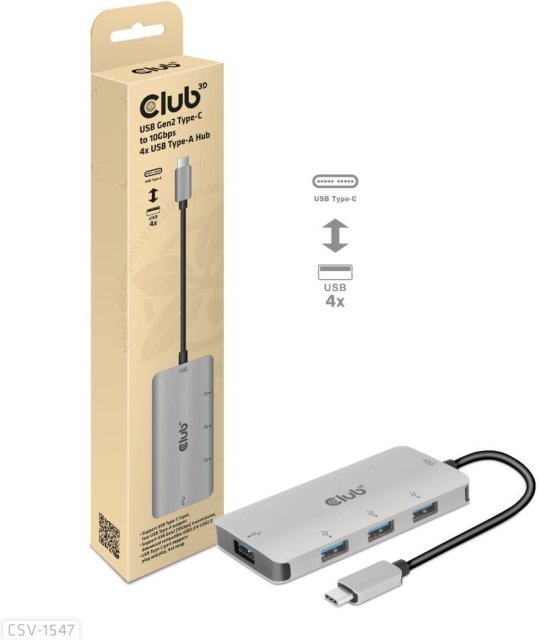 Club 3D USB Type-C till 10 Gbps 4x USB Type-A-hubb