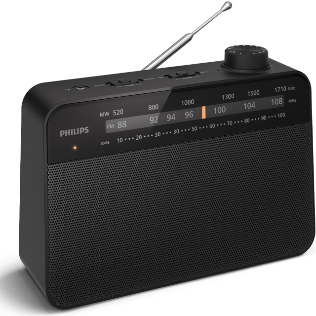 Philips Bärbar analog FM/MW-radio TAR2509. Nät- eller batteridriven