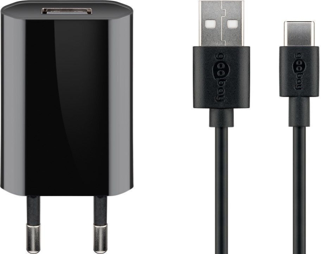 Goobay USB-C 5 W laddare + kabel, 1 m, svart