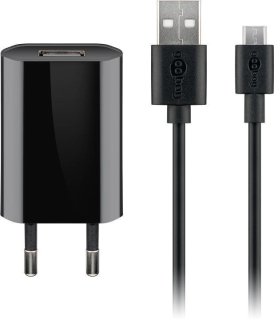 Goobay Micro-USB 5 W laddare + kabel, 1 m, svart