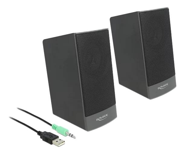 DeLOCK Stereo 2.0 PC Speaker  3.5 mm stereo jack male USB powered