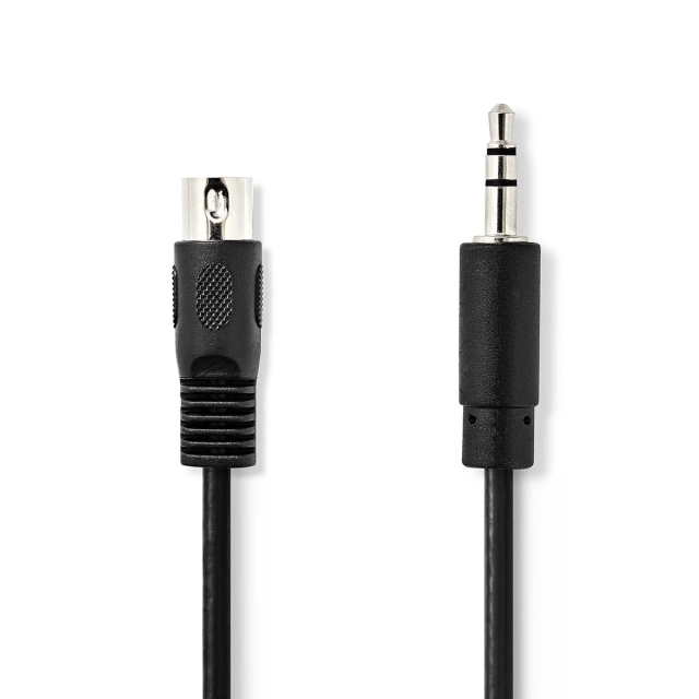 Nedis DIN ljudkabel | DIN 5-Pin Hane | 3.5 mm Hane | Nickelplaterad | 1.00 m | Rund | PVC | Svart | Label