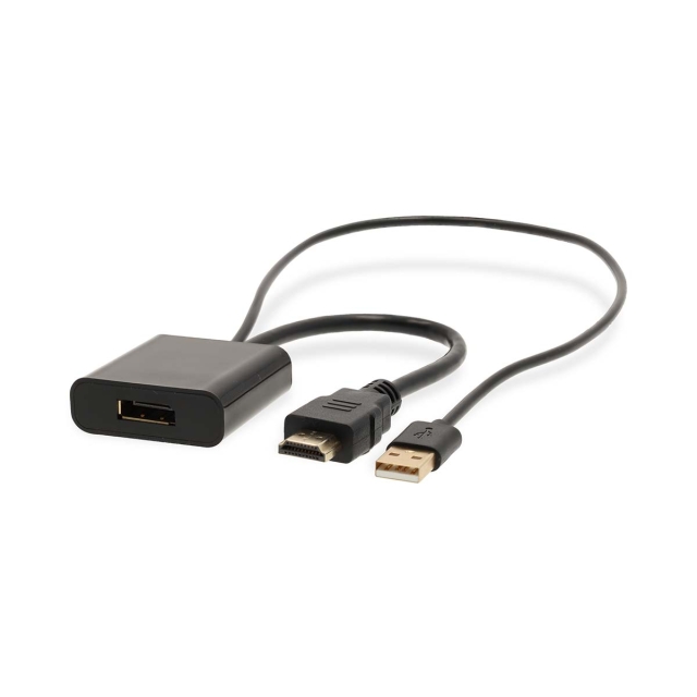 Nedis HDMI™ Adapter | HDMI™ Kontakt | DisplayPort Hane / USB-A Hane | Guldplaterad | Rak | PVC | Svart | 1 st. | Låda