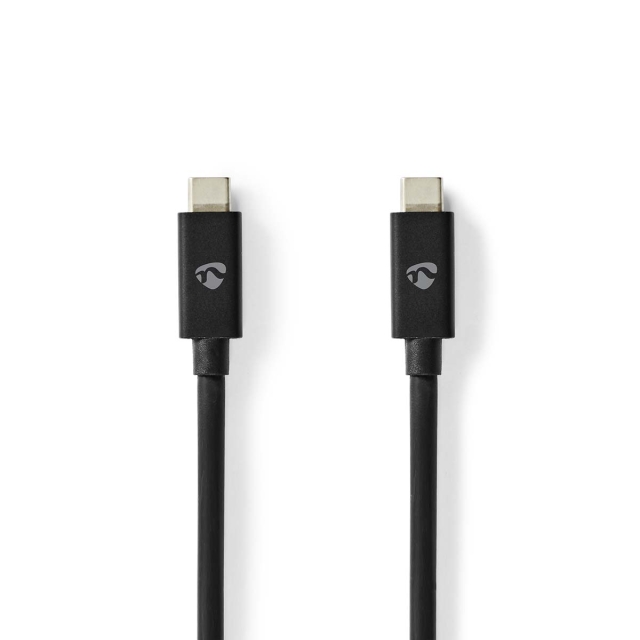 Nedis USB-kabel | USB 4.0 Gen 2x2 | USB-C™ Hane | USB-C™ Hane | 240 W | 8K@60Hz | 20 Gbps | Nickelplaterad | 2.00 m | Rund | PVC | Svart | Label