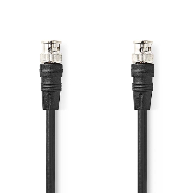 Nedis BNC-videokabel | BNC Hane | BNC Hane | Nickelplaterad | 75 Ohm | 1.00 m | Rund | PVC | Svart | Label