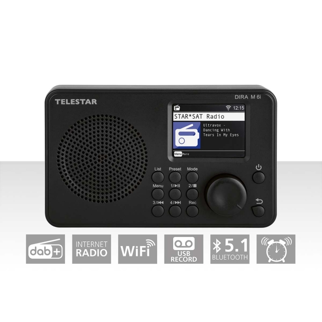 TELESTAR DIRA M 6i Ultrakompakt multifunktionsradio DAB+ / FM / Internet / Bluetooth Svart