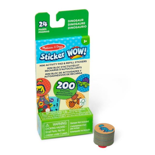Melissa & Doug Klistermärke WOW! Mini Aktivitetsblock & Refill Klistermärken : Dinosaurie
