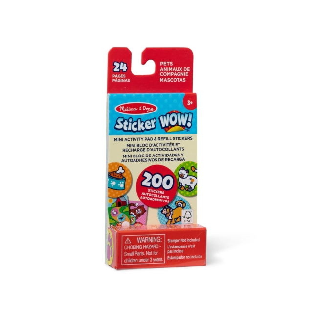 Melissa & Doug Klistermärke WOW! Mini Aktivitetsblock & Refill Klistermärken : Husdjur