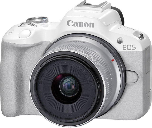 Canon EOS R50 systemkamera, vit + 18-45 mm objektiv