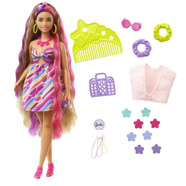 Barbie Totally Hair - Docka med blomstertema (HCM89)