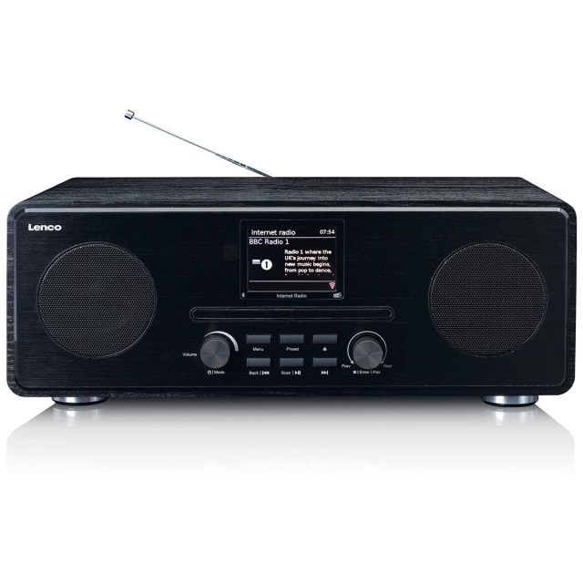 Lenco Internet / DAB+ / FM-radio med CD-spelare och Bluetooth® Svart