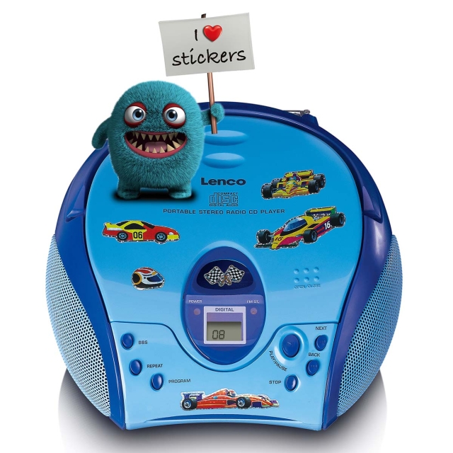 Lenco Boombox med CD-spelare FM-radio och klistermärken Blå