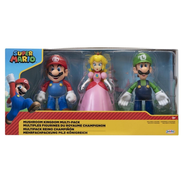 JAKKS Pacific Super Mario 4 tums figuruppsättning Mushroom Kingdom