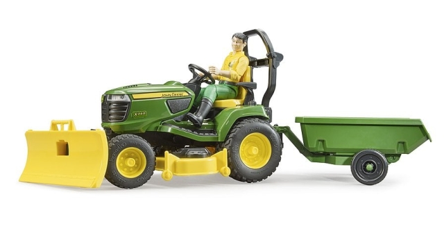 Bruder BWorld John Deere Gräsmattetraktor med släp och trädgårdsmästare (62104)