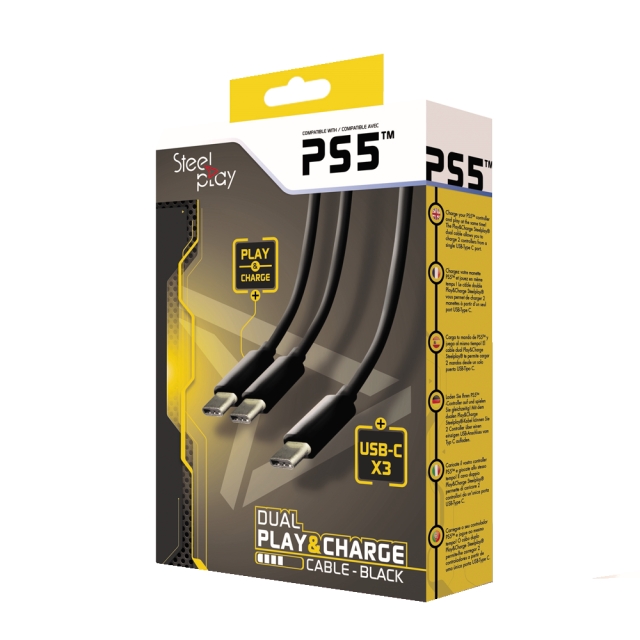 Steelplay Dual Play & Charge-kabel för PS5-kontroller
