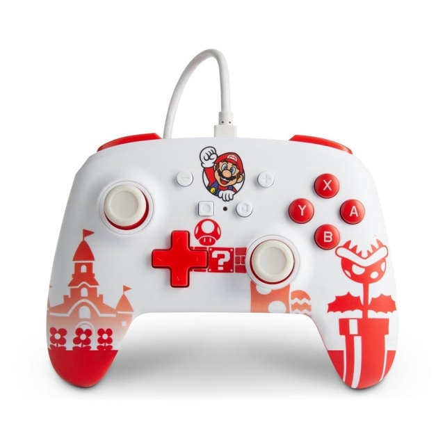 PowerA Förbättrad trådbunden handkontroll för Nintendo Switch - Mario röd / vit
