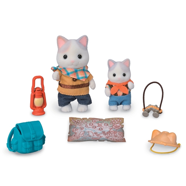 Sylvanian Families Set med spännande upptäckter - Latte Cat Brother & Baby (5763)