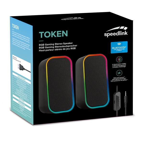 Speedlink TOKEN RGB stereohögtalare för spel, svart