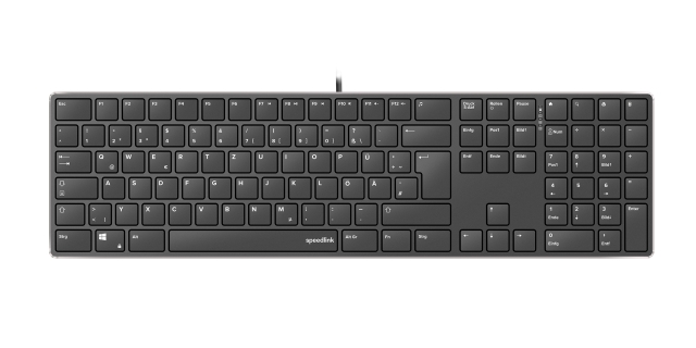 Speedlink RIVA Slim Metal Scissor Keyboard, svart - DE Layout