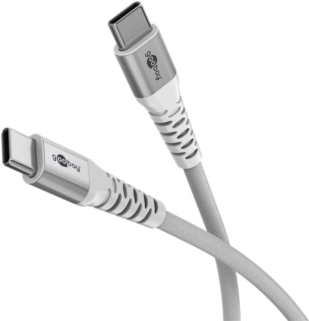 Goobay USB-C™ supersoft textilkabel med metallkontakter, 1 m, vit elegant och extra robust anslutningskabel för enheter med USB-C™-port