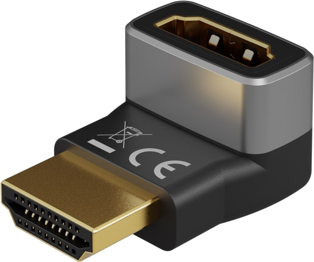 Goobay HDMI™ vinkeladapter 90° vertikal, 8K/60Hz HDMI™-uttag (typ A) > HDMI™ kontakt (typ A) 90 °