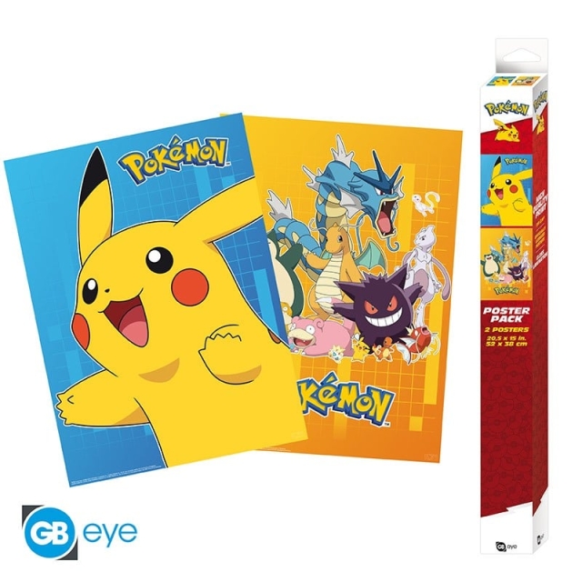 Abysse POKEMON - Set 2 Affischer - Färgglada karaktärer (52x38)