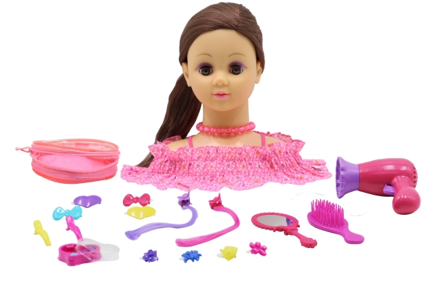 Happy Friend Hårstyling huvud brunt hår (504405)