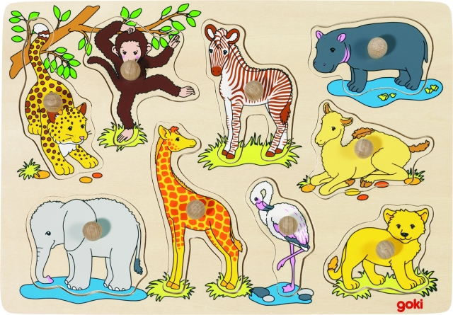 Goki African baby animals, Lift out puzzle - (57829)