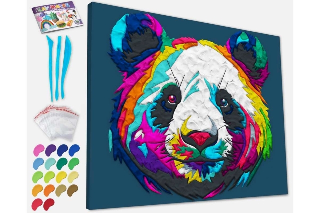 SPLAT PLANET Lermålning på duk 30x40cm - Panda (777682)