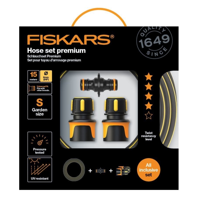 Fiskars Slang set Premium 15m 9mm