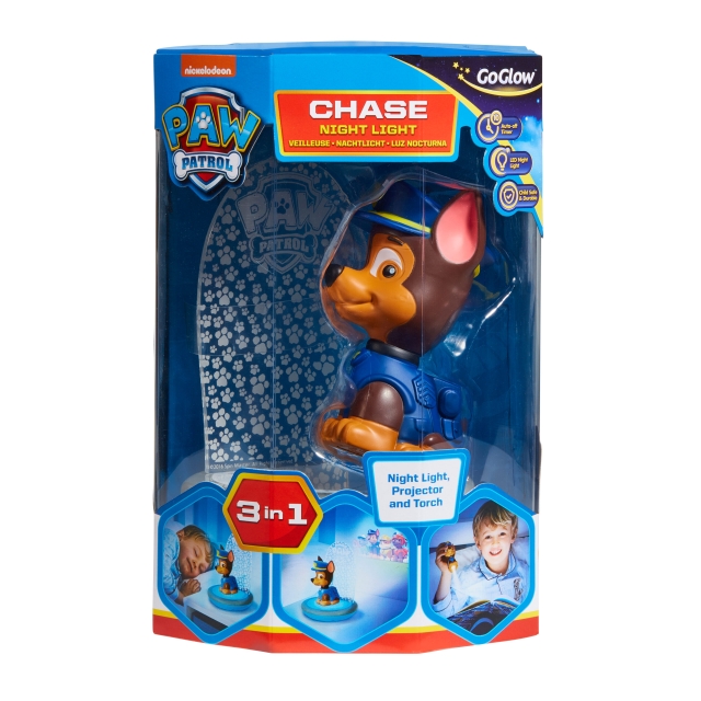Paw Patrol Chase Kids magiska nattlampa, ficklampa och projektor - (10043)