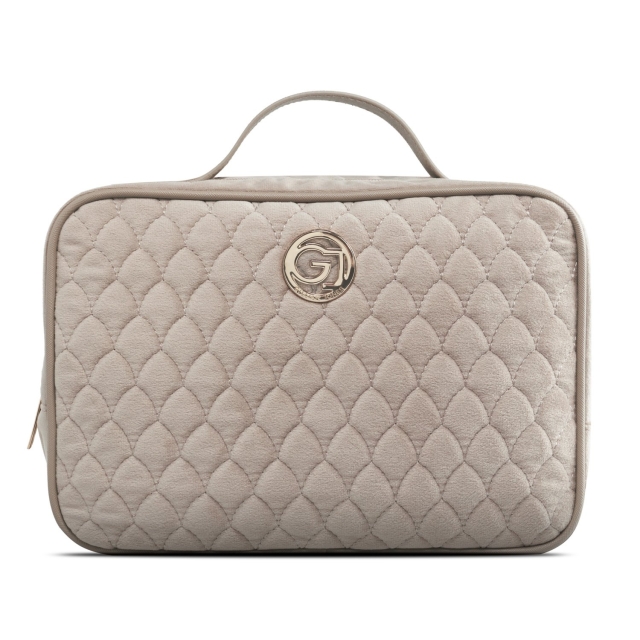 Gillian Jones bosmetic Bag med 2 fack Beige velour