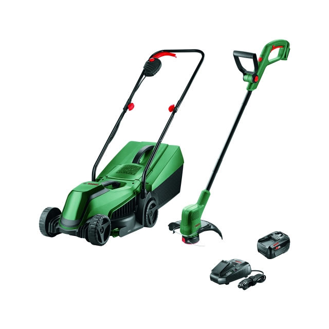 Bosch 18V gräsklippar- och trimmerset - EasyGrassCut 18V & EasyMower 18V (batteri och laddare ingår)