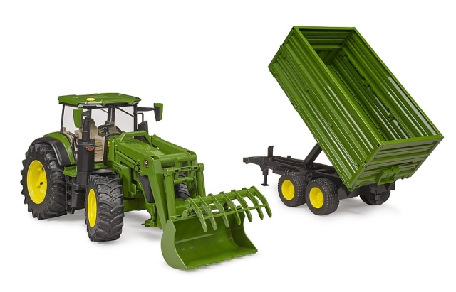 Bruder John Deere 7R 350 med frontlastare och tippbar släpvagn (03155)