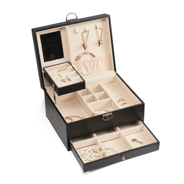 Gillian Jones Stort klassiskt smyckeskrin - Svart - Large